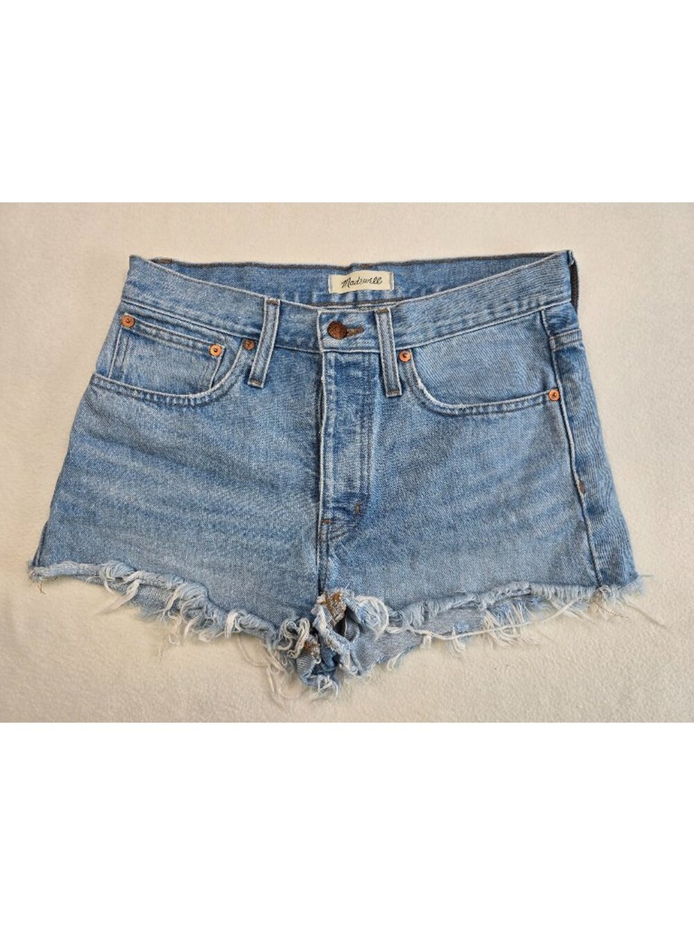 Madewell Womens Relaxed Denim Shorts Size 25 Frayed Hem Blue